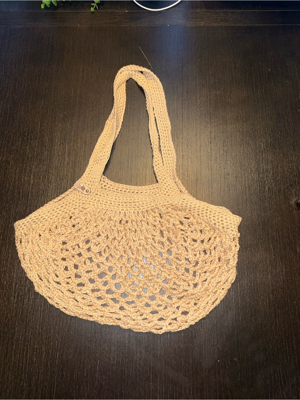 Handwoven Beige Crochet Market Tote Bag